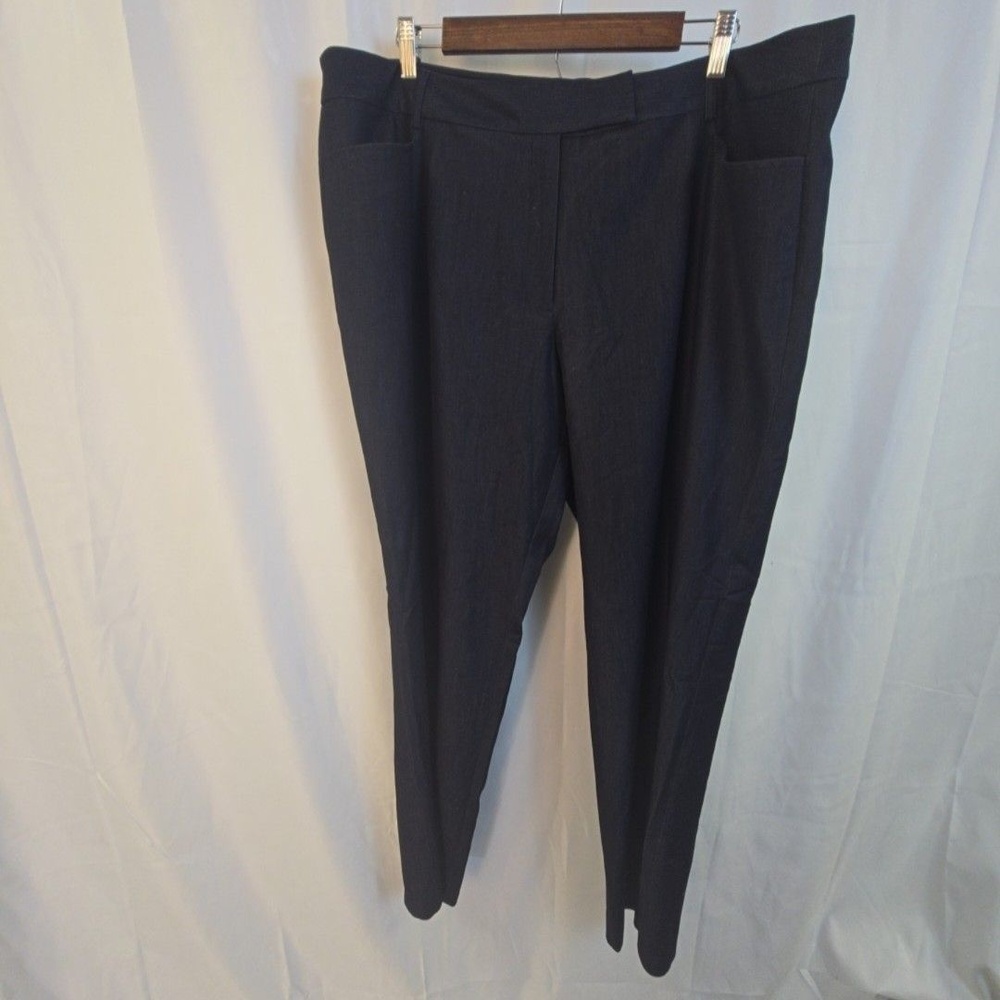 Tahari Arthur S. Levine Dress Pants Womens 18W Blue Twill Tapered Office Career